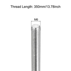 4 x Fully Threaded Rods M6x350mm 1mm Pitch 304 Stainless Steel Right Hand