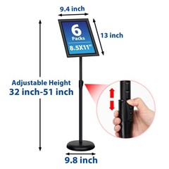 6Packs 8.5×11 Inch Adjustable Pedestal Poster Sign Stand, Heavy Duty Floor St…