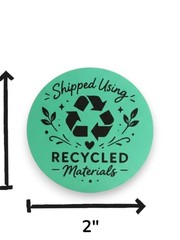 200 Recycled Packaging Stickers 2” Green Round Small Business Labels