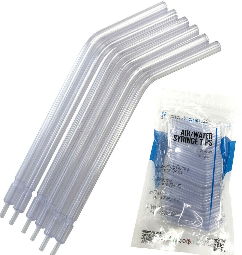 Dental Disposable Air Water Syringe Tips, (Clear) (4 Bags of 250) (1000 Total)