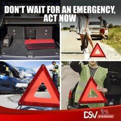 DSV Standard Emergency Triangles, Warning Triangles for Vehicles, Reflective Tri