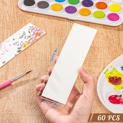 Prudiut 60 Pcs Watercolor Bookmarks, 140 lb/300 GSM 1.9 x 5.9 inches, white