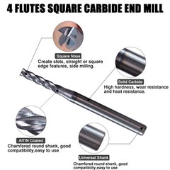 5 PCS 5/32″ 4 Flute 2″ Overall Length Solid Carbide End Mill AlTiN Coated