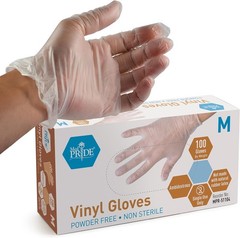 Disposable Clear Vinyl Gloves, Medium Pack of 100, Ideal for Cleaning and More