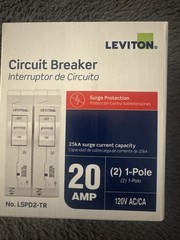 New Leviton Circuit Breaker 20 Amp 1-Pole 120V AC/CA No. LSPD2-TR Box of 2 Units