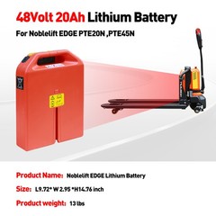 48V 20Ah LiFePO4 Lithium Battery For Noblelift EDGE PTE20N PTE45N Pallet Truck