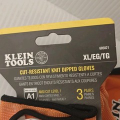 (6 Pairs) Klein Tool XL Cut Resistant Knit Dipped Gloves 605821