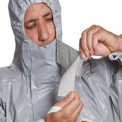 DuPont Tychem F 6000 Hazmat Coveralls Respirator Fit Hood Attached Boots +BONUS