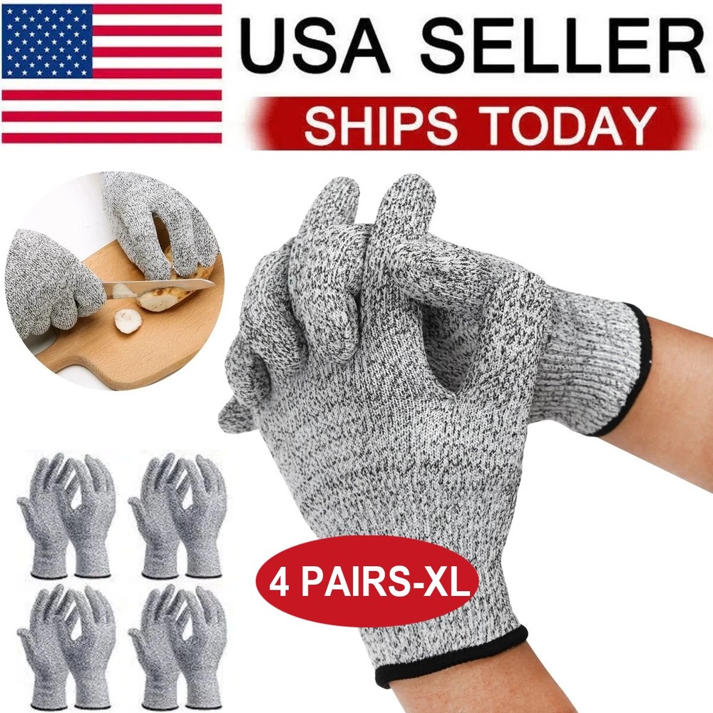 4 pairs Anti-cut Gloves Safety Cut Proof Stab Resistant Kitchen Butcher Cut-Resi