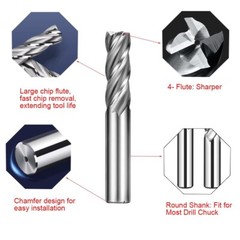 4-Flute End Mill Set, Metric CNC Milling Cutter Drill Bits Router 10Pcs