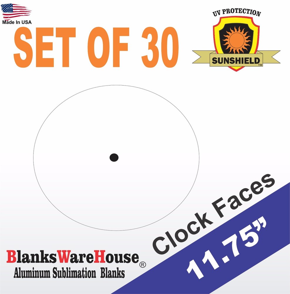 CIRCLE / ROUND CLOCK FACES SUBLIMATION BLANKS 11.75″ .025 GAUGE set of 30**