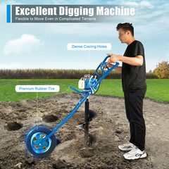 63CC 2-Stroke Gas Powered Post Hole Digger Earth Auger Borer Ground Drill 12″Bit