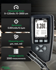 Coating Thickness Gauge CM-208Z – 0-3000Μm (0-120 Mils) Industrial Paint Thickne