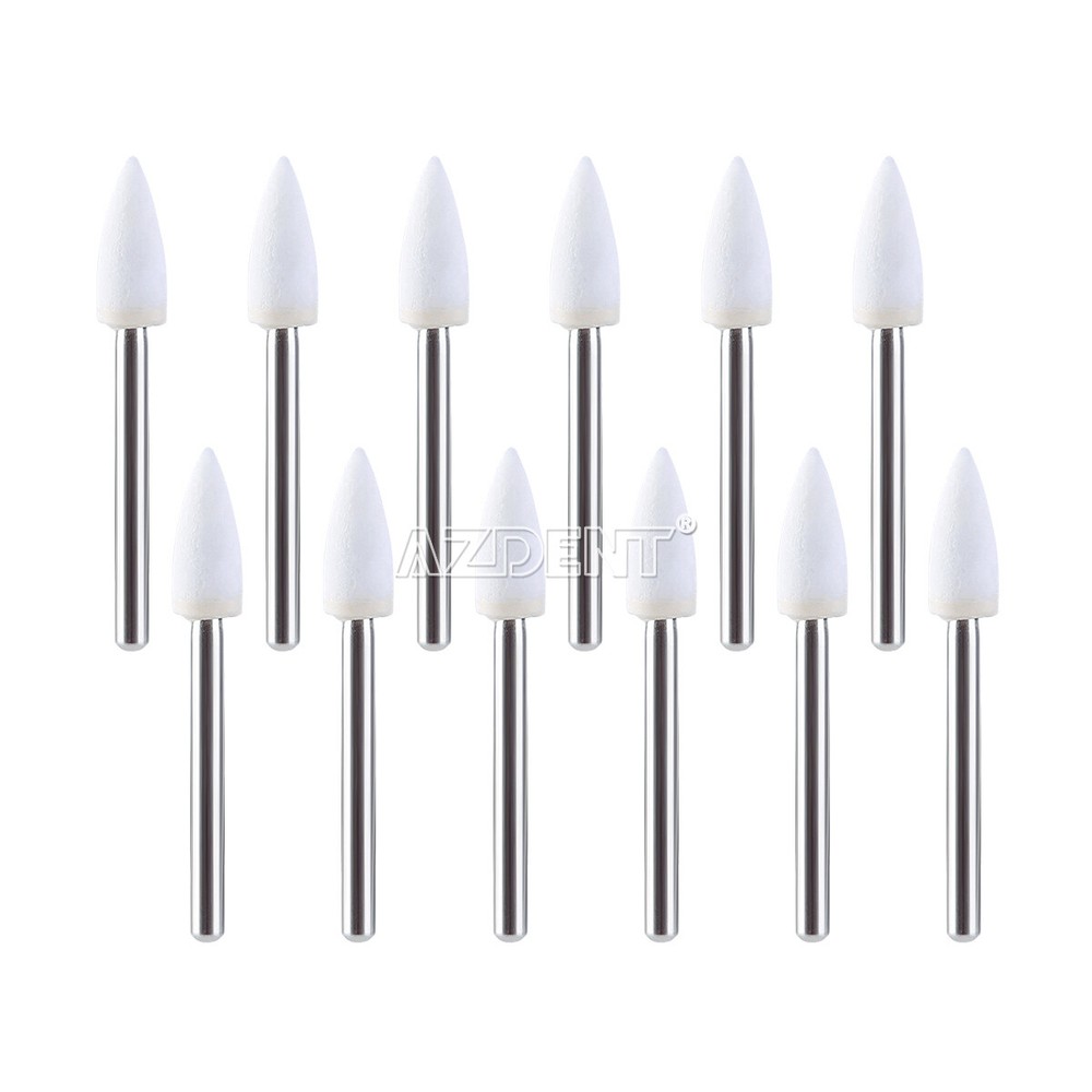 Dental White Stone Porcelain Resin Handpiece Polishing Burs FG Cone /Flame/Round