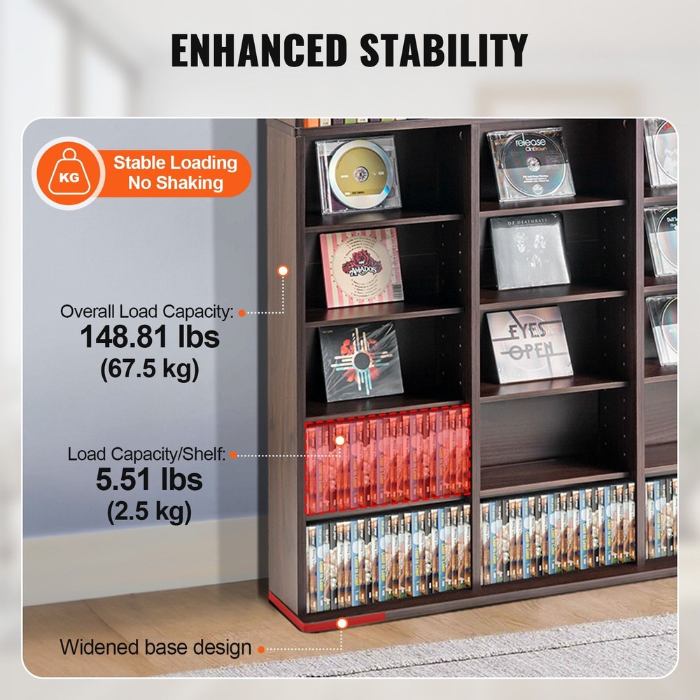 Media Storage Cabinet, 9 – layer DVD Shelf Holds up to 756 CDs, Adjustable CD