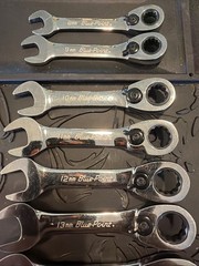 Blue-point 12pc 8-19mm Metric Stubby Reverse Ratcheting Wrench Set BOERMS712
