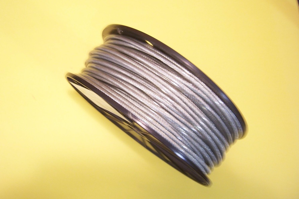 Clear Vinyl Coated Wire Rope Cable, 1/8″ – 3/16″, 7×7, 200 ft reel