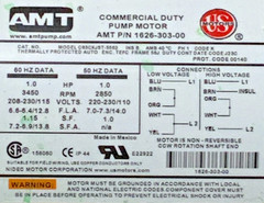 AMT 1626-303-00 Non Reversible Commercial Duty Pump Motor 208-230/115V 57A