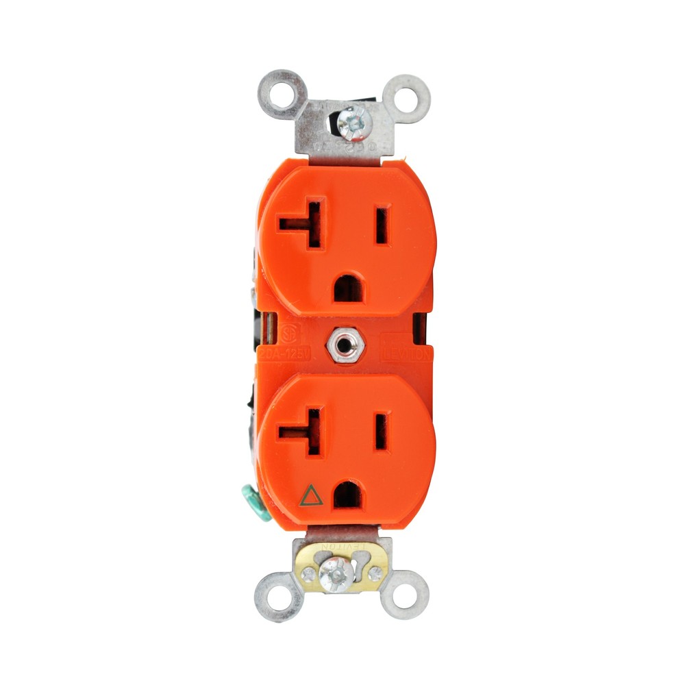 LEVITON 5362-IG EXTRA HD INDUSTRIAL DUPLEX RECPTACLE, 20A 125V, ORANGE