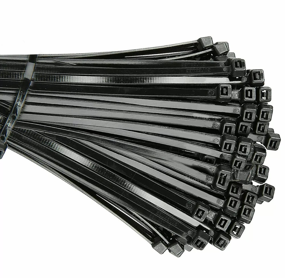 100 Cable Zip Ties Cable Ties Heavy Duty Nylon Cord Black 50lb test UV Resistant