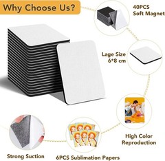 40 Pack Sublimation Magnet Blanks Set,Personalized Sublimation Refrigerator Magn