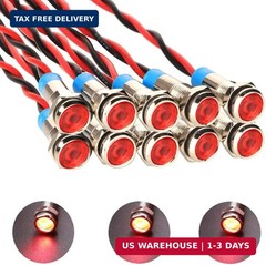 10pcs 6mm 1/4″ LED Metal Indicator Light AC/DC 12-24V Waterproof Signal Lamp …