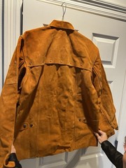 Steiner 9215-XL Welding Work Jacket Brown Leather Cowhide Snaps Studs Heavy