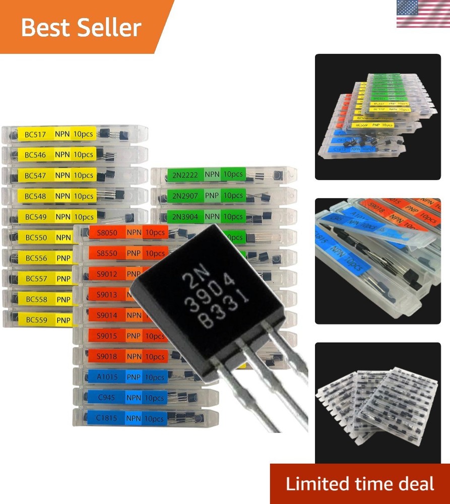 300pcs TO92 Bipolar Transistor Kit – 30 Assorted Models for Electronics Projects