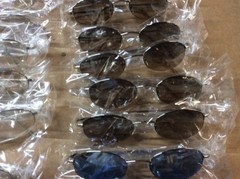 ASSORTED BOX OF SUNGLASSES SUN GLASSES SET OF 19 GLASS COLORED SMALL LENS