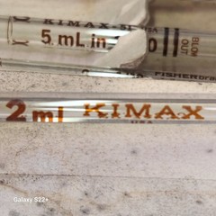 6 pc KIMAX Fisher NO. 3700 USA 2mL Reusable Volumetric Glass Pipette Pipet TD/TC