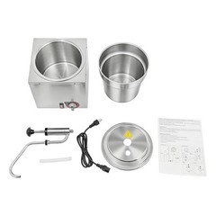 7L/1.85Gal Cheese Dispenser with Pump Commercial Stainless Steel Cheese Warmer