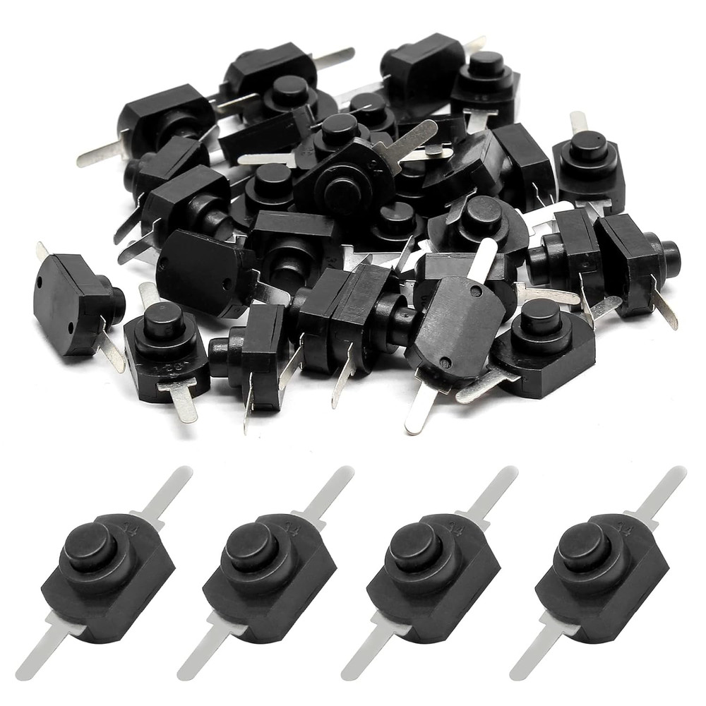 50Pcs Black Latching Mini On/Off Switch Self-Lock Micro Push Button Switch DC 30