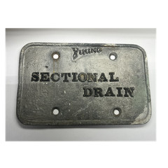 Vintage Metal Sprinkler Plate Sign “SECTIONAL DRAIN” 4 Mounting Holes