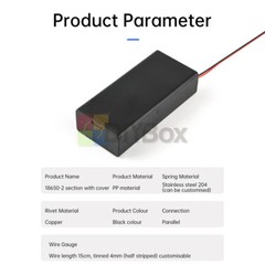 3.7V 2 x18650 Battery Holder Box Storage Case Parallel Battery Holder With Cable