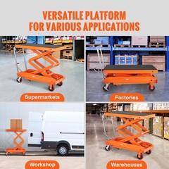 VEVOR Hydraulic Lift Table Cart 1760 lbs Manual Double Scissor Lift Table 59″