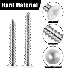 150PCS White Head Screws #6 White Screws for 2.8mm-3.0mm Holes,2”,1-1/2”,1