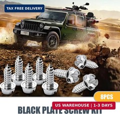 8 PCS License Plate Screw Kit, 304 Stainless Steel Bolt Fasteners, Hex Head Scre