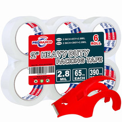 Heavy Duty Packing Tape with Dispenser, 1.88 Inch X 65Y, 6 Rolls | 1 Dispenser I