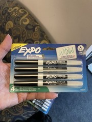 Low-Odor Dry Erase Markers, Ultra-Fine Tip, Black, 4 Count