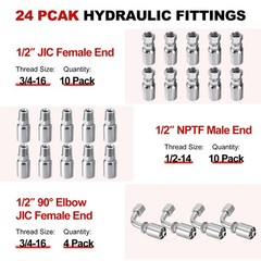 100 Feet 1/2″ HYDRAULIC HOSE WITH 24 FITTINGS TWO WIRE HOSE 40MPa / 5800 PSI NEW