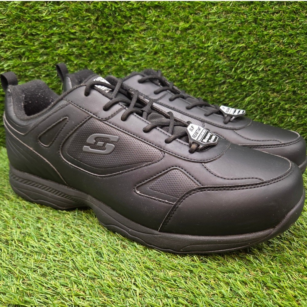Skechers Dighton Memory Foam Slip Resistant Work Shoes Black Men’s SIZE 14 WIDE