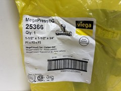 Viega MegaPress G 25366 Reducing Tee 1-1/2″x1-1/2″x3/4″ -With HNBR Carbon Steel