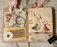 Junk Journal Handmade Booklet Book Vintage “Cute Animals” Pockets, Ephemera b