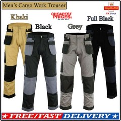 Men’s Cargo Trousers Work trouser knee pad pocket Black Grey Khaki Heavy duty