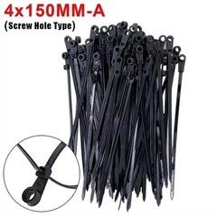 100PCS Nylon Cable Ties Screw Hole Mount Self Locking Wire Zip Ties Black Kit