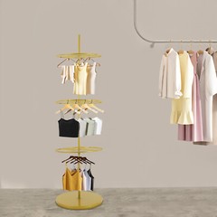 3-Tier Rotatable Round Display Rack for Clothing – Metal Clothes Organizer