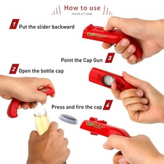 Cap Shooting Bottle Opener Gun – Launches Caps for World Cup L, black red