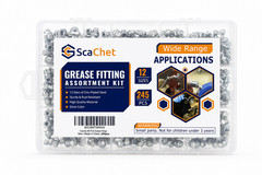 Grease Fitting Assortment Kit 245pcs 12 Sizes SAE Metric Zerk Fittings Steel