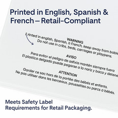 Clear Bags Resealable Suffocation Warning Poly OPP Cello Merchandise Bag 1.5 Mil