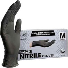 Set of 1st Choice Black Nitrile Disposable 3 Mil / Forpro Black M Nitrile 4 Mil